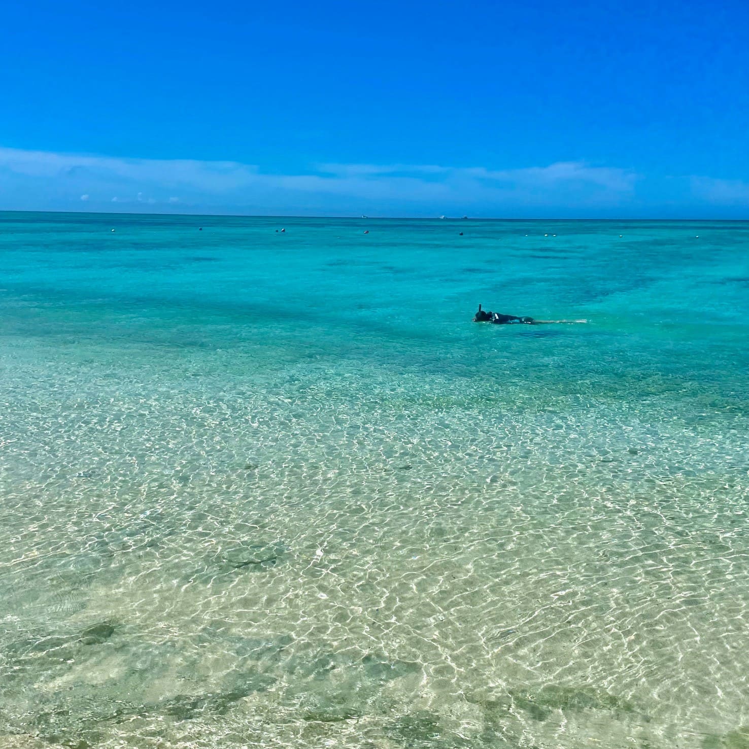 エメラルドブルーの海のグラデーション