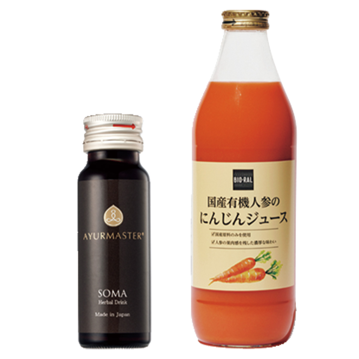 BIO-RAL 国産有機人参のにんじんジュース ,アーユルマスター ソーマ ハーバルドリンク