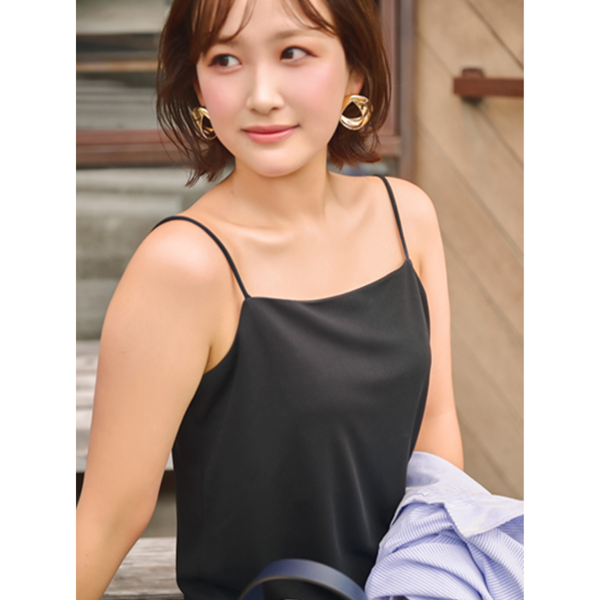 キャミワンピのコーデ