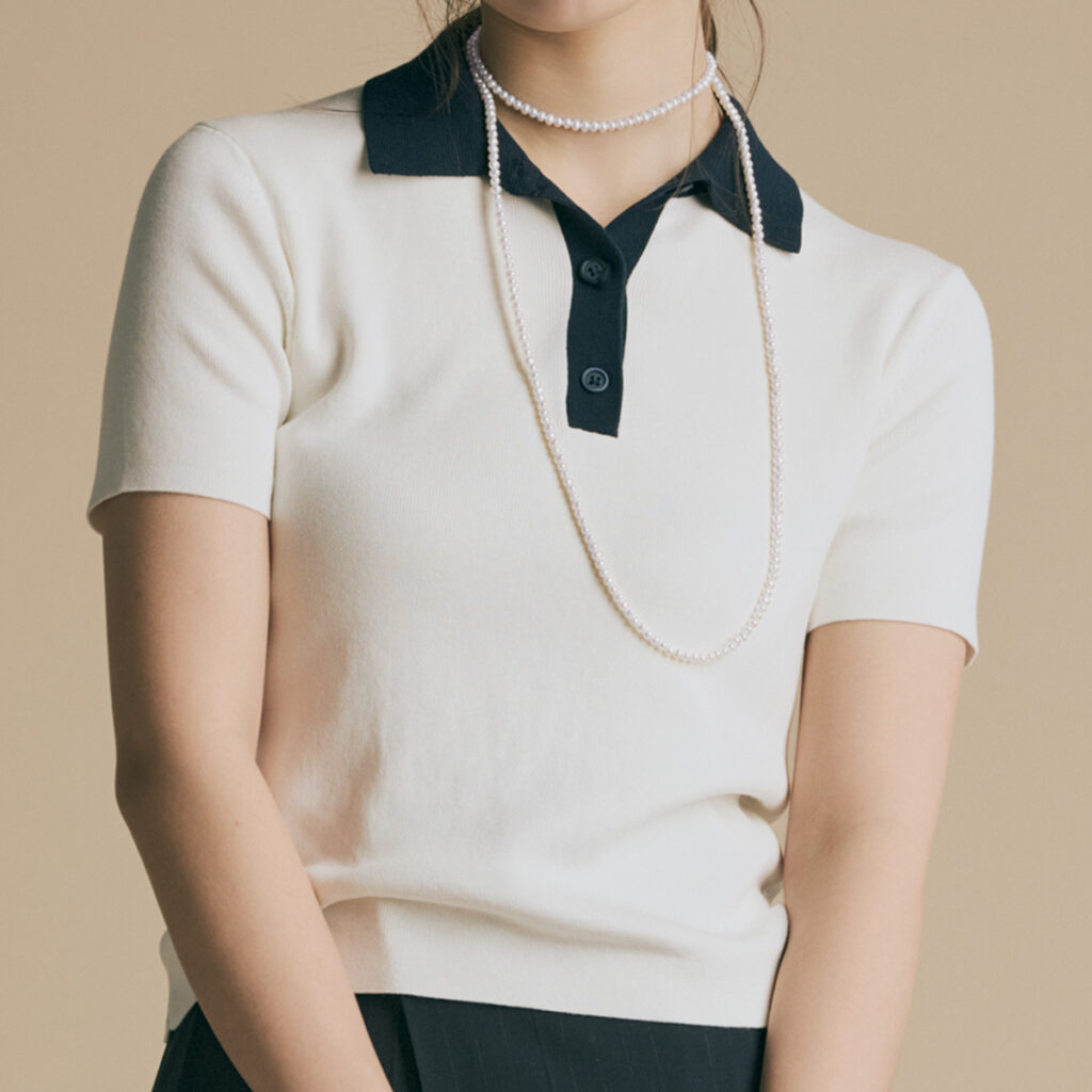 ユニクロのバイカラーニットポロ