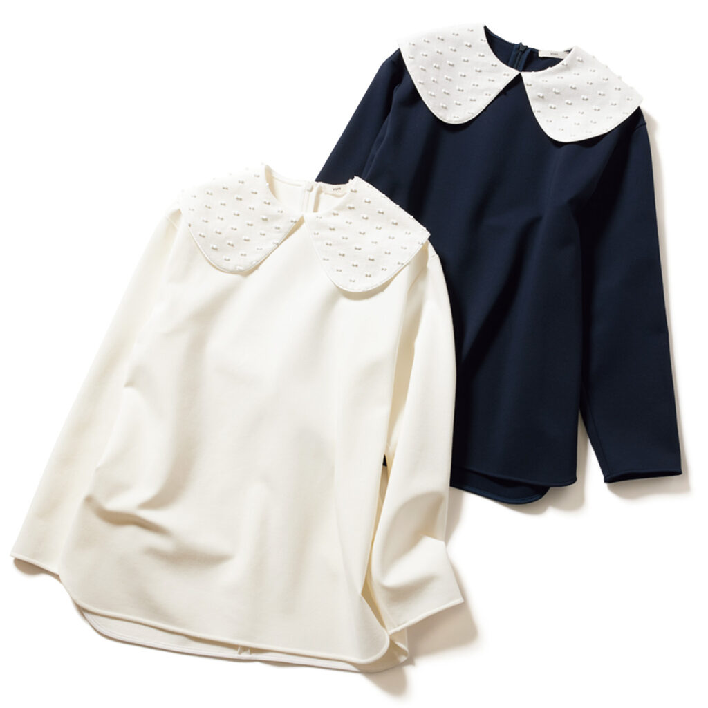 ドット衿ブラウス