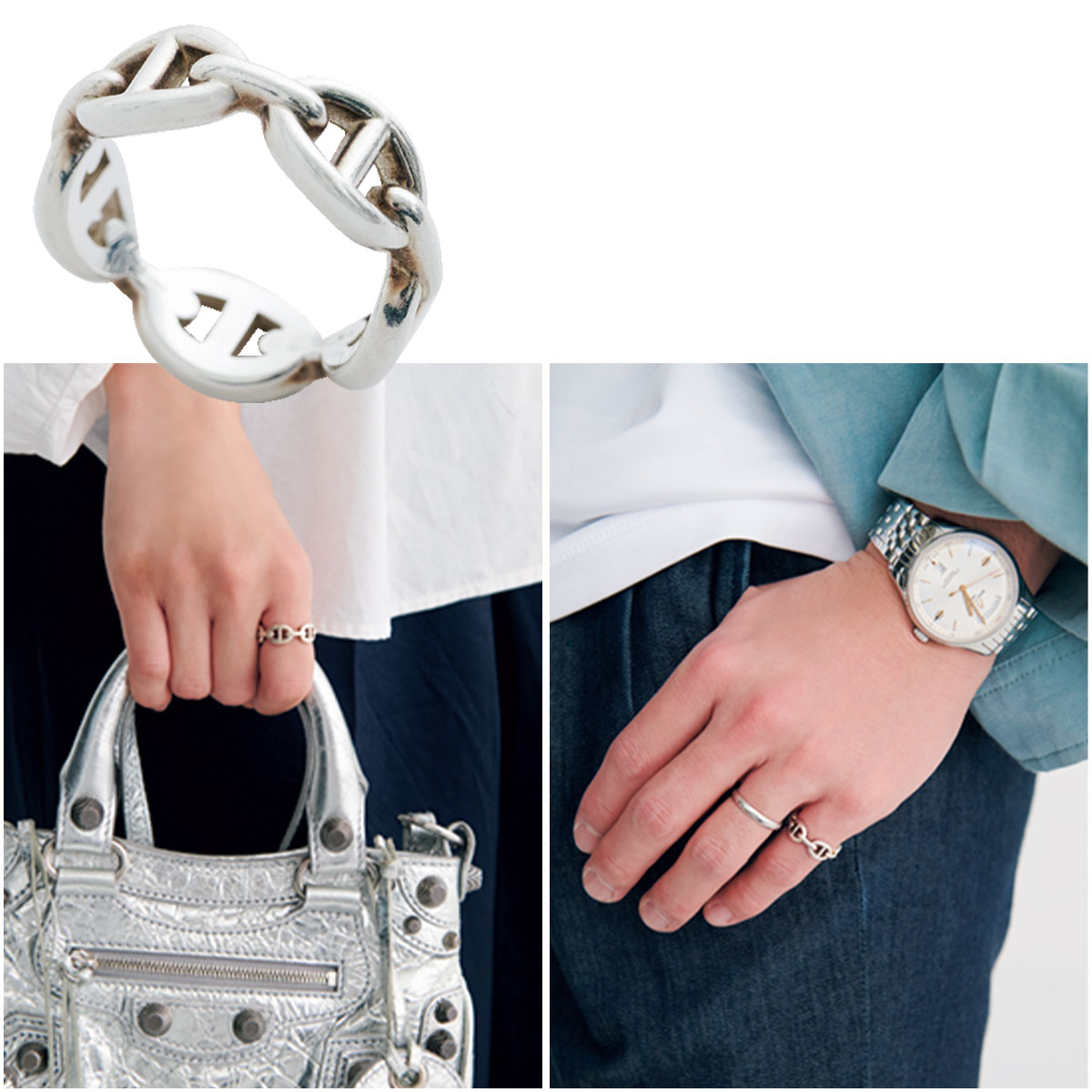 シルバージュエリーとバッグ