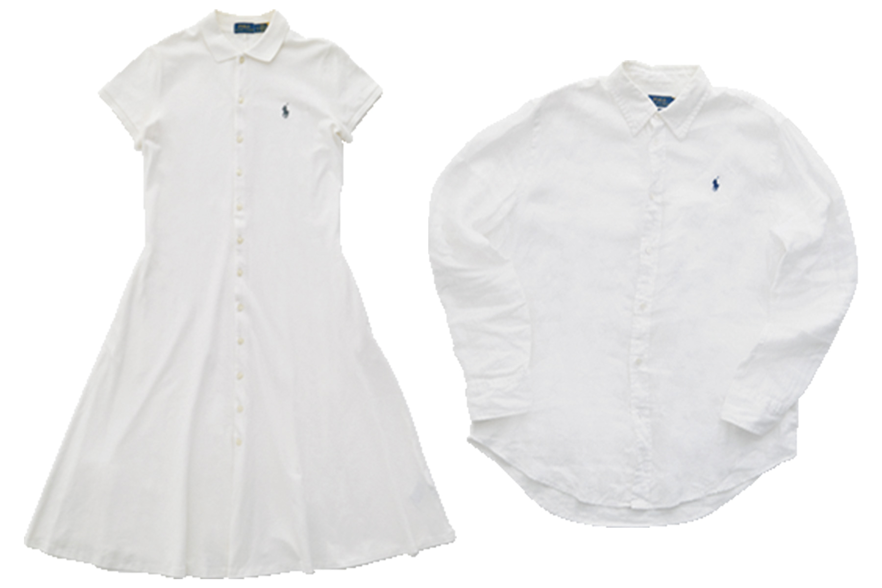 ラルフローレンの白ワンピと白シャツ