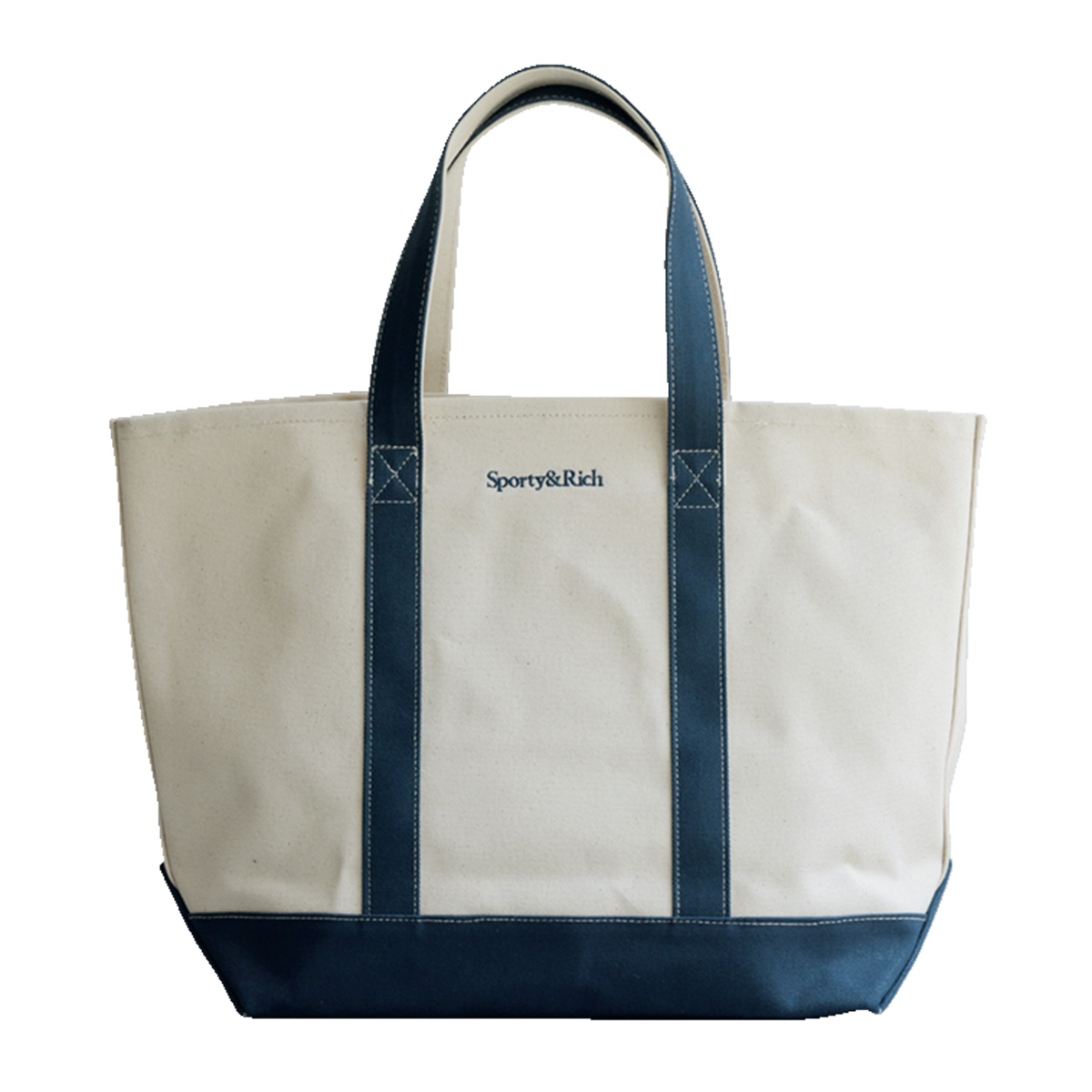 白×ネイビーのキャンバストート