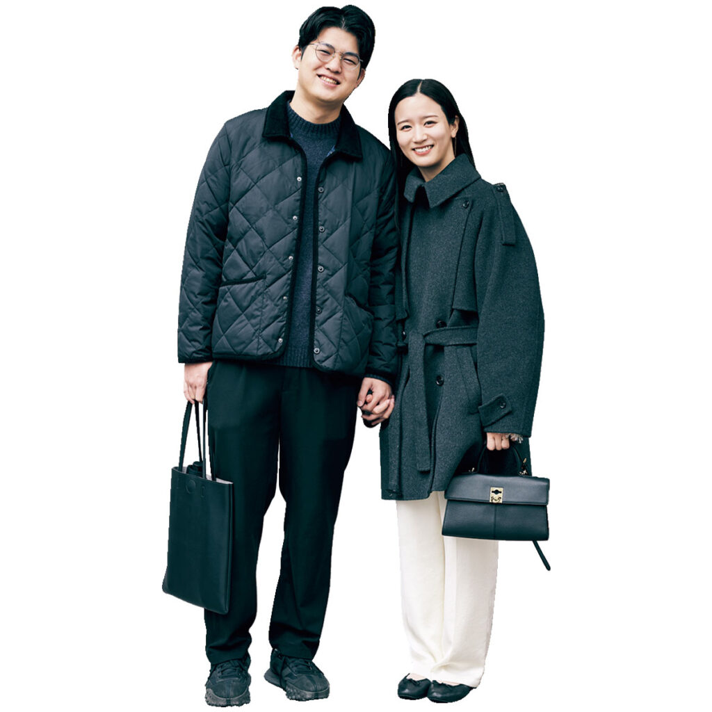 モノトーンリンクのカップルコーデ