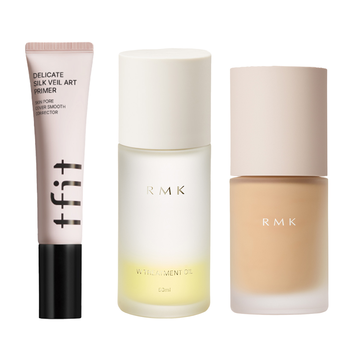 tfit デリケートシルクヴェールアートプライマー,リクイドファンデーション フローレスカバレッジ プラス 102 ,Wトリートメントオイル