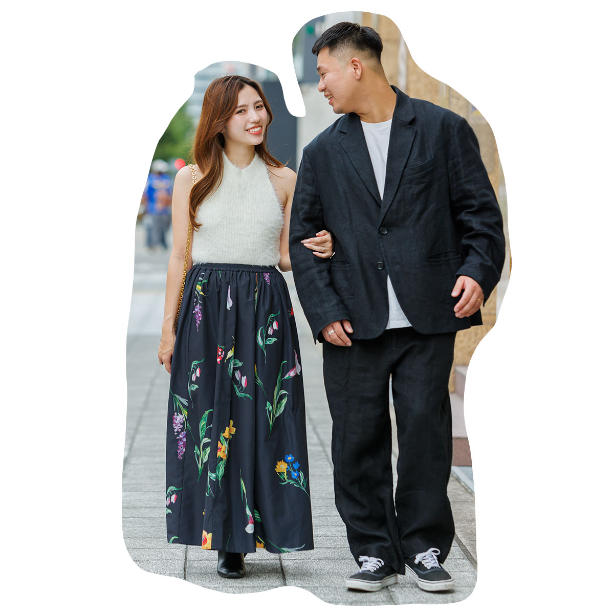 モノトーンリンクのカップルコーデ