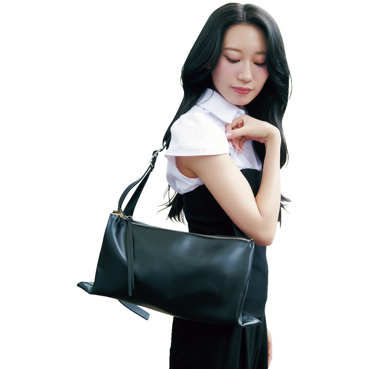 JIL SANDERのワンハンドル黒バッグ