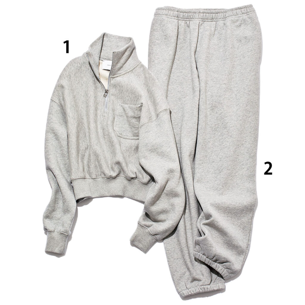 ハーフシップスウェットトップスとスウェットパンツ