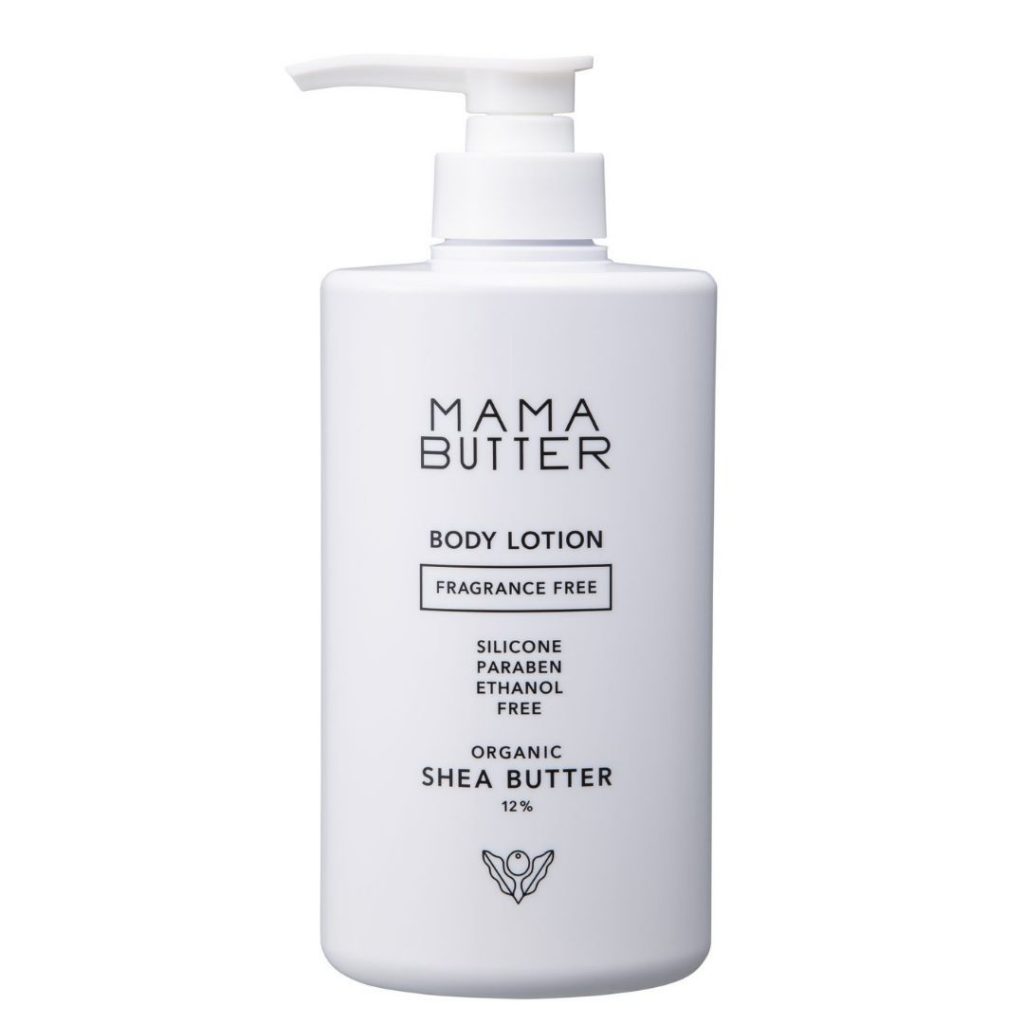 妊婦へおすすめプレゼント　MAMA BUTTER（ママバター）ボディローション　無香料500g ￥3,245※シンシア・ガーデンWeb Shopでの限定販売