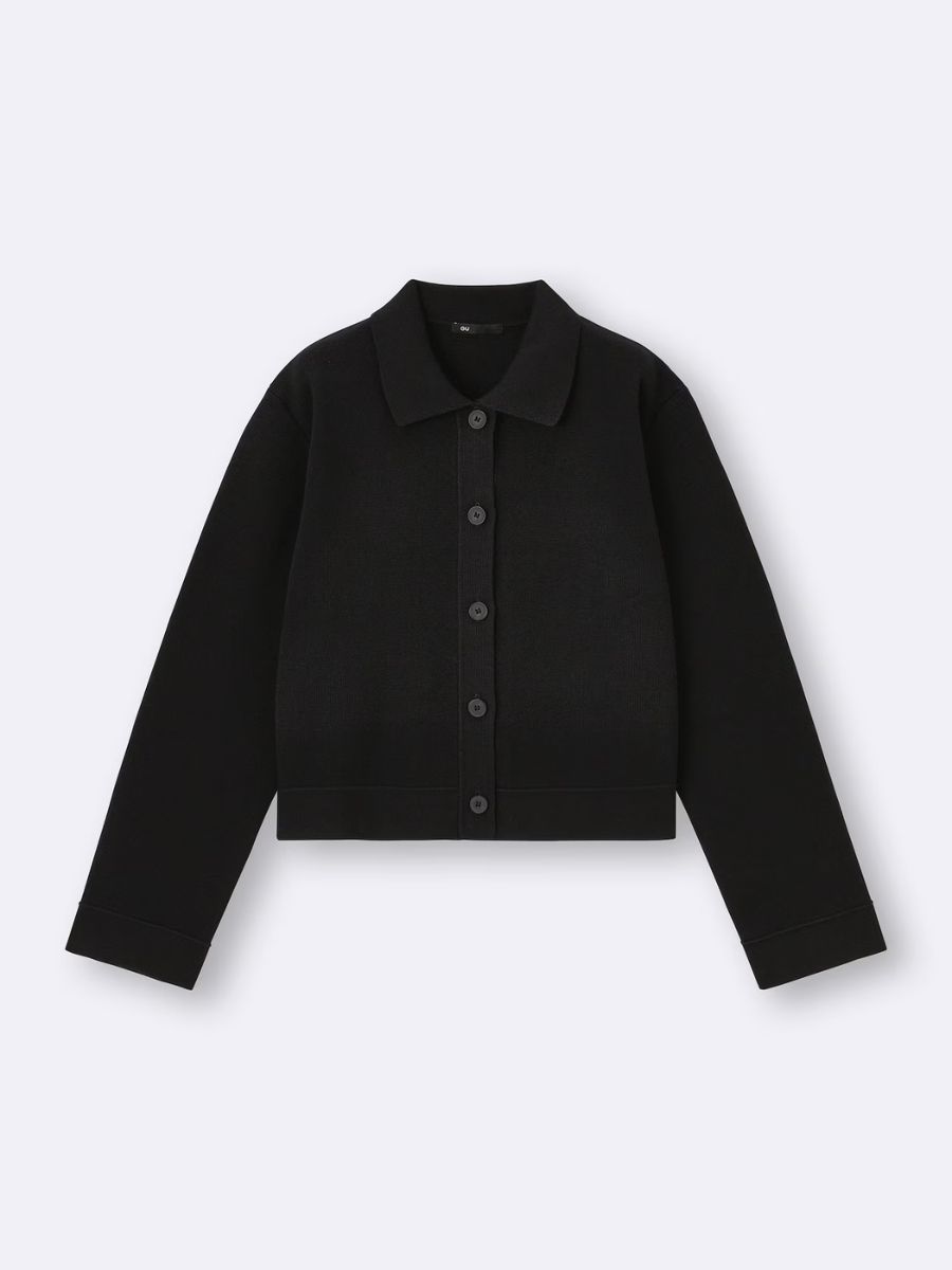 ミラノリブポロカーディガン BLACK ¥2,990