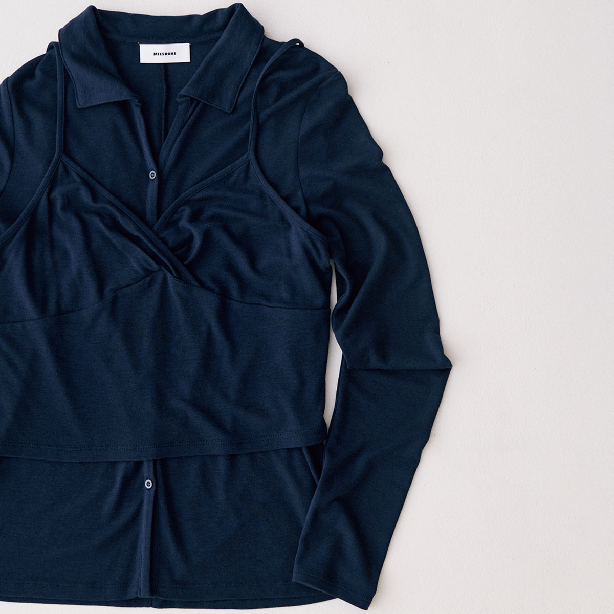 レイヤードキャミ付きカットソーシャツ