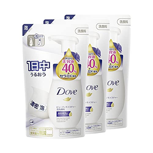 Dove(ダヴ) ビューティモイスチャー 乾燥 保湿 クリーミー泡洗顔料 詰替え用 140mL×3個 おまけ付き ホワイ...