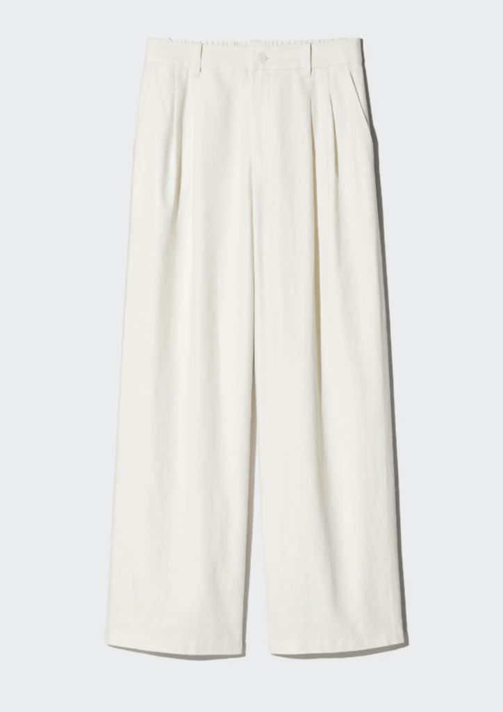 ユニクロユー新作リネンワイドパンツ ホワイト