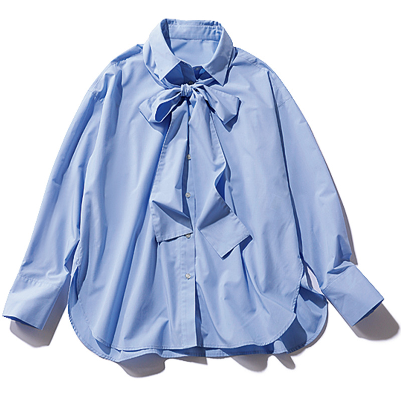 ロペピクニックのブルーのボウタイブラウス