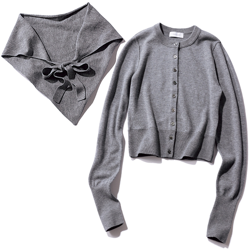 アダムエロペのスカーフ付きカーディガン