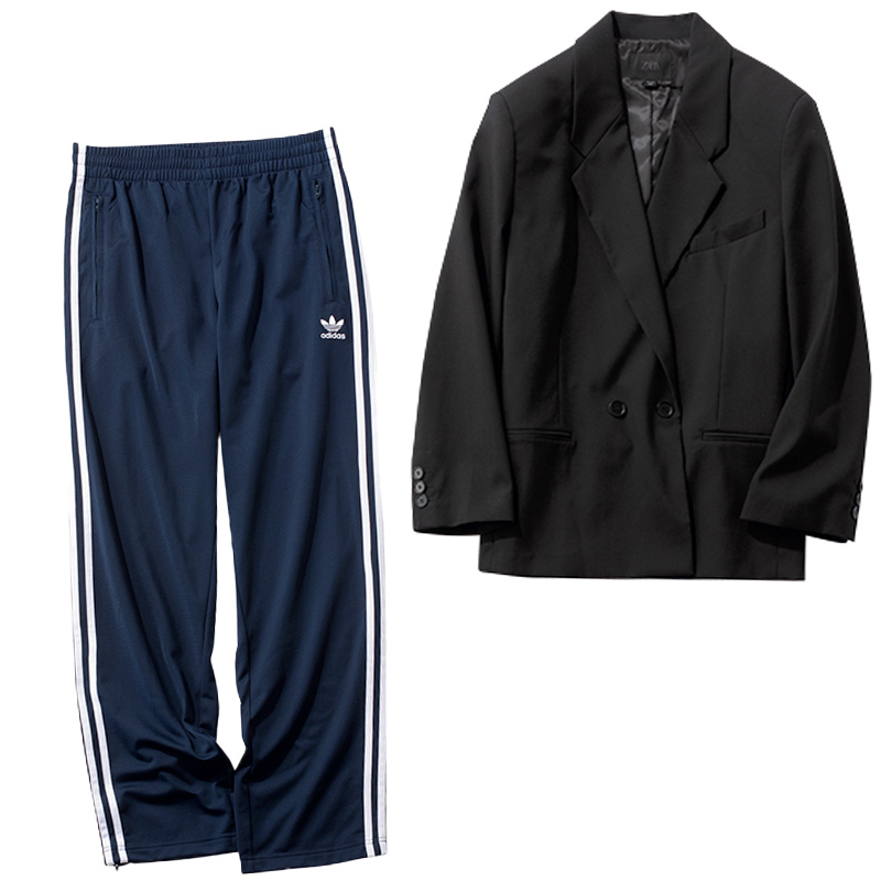 ZARAのビッグテーラード& adidas Originalsのトラックパンツ