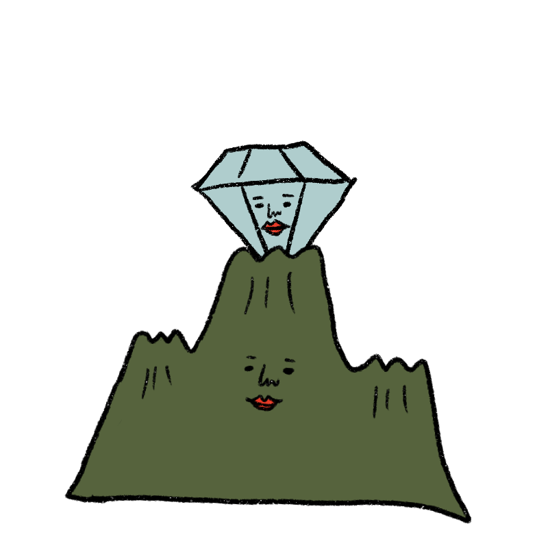 鉱物であるダイヤモンドが山から
