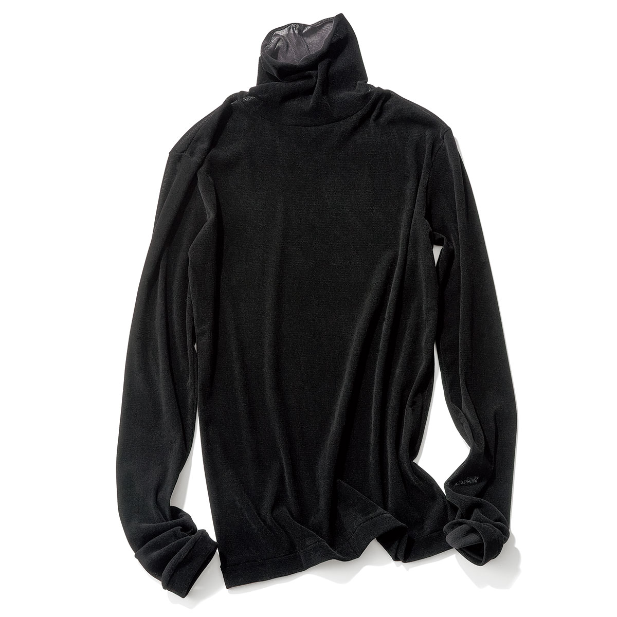 ベロア素材の黒タートル