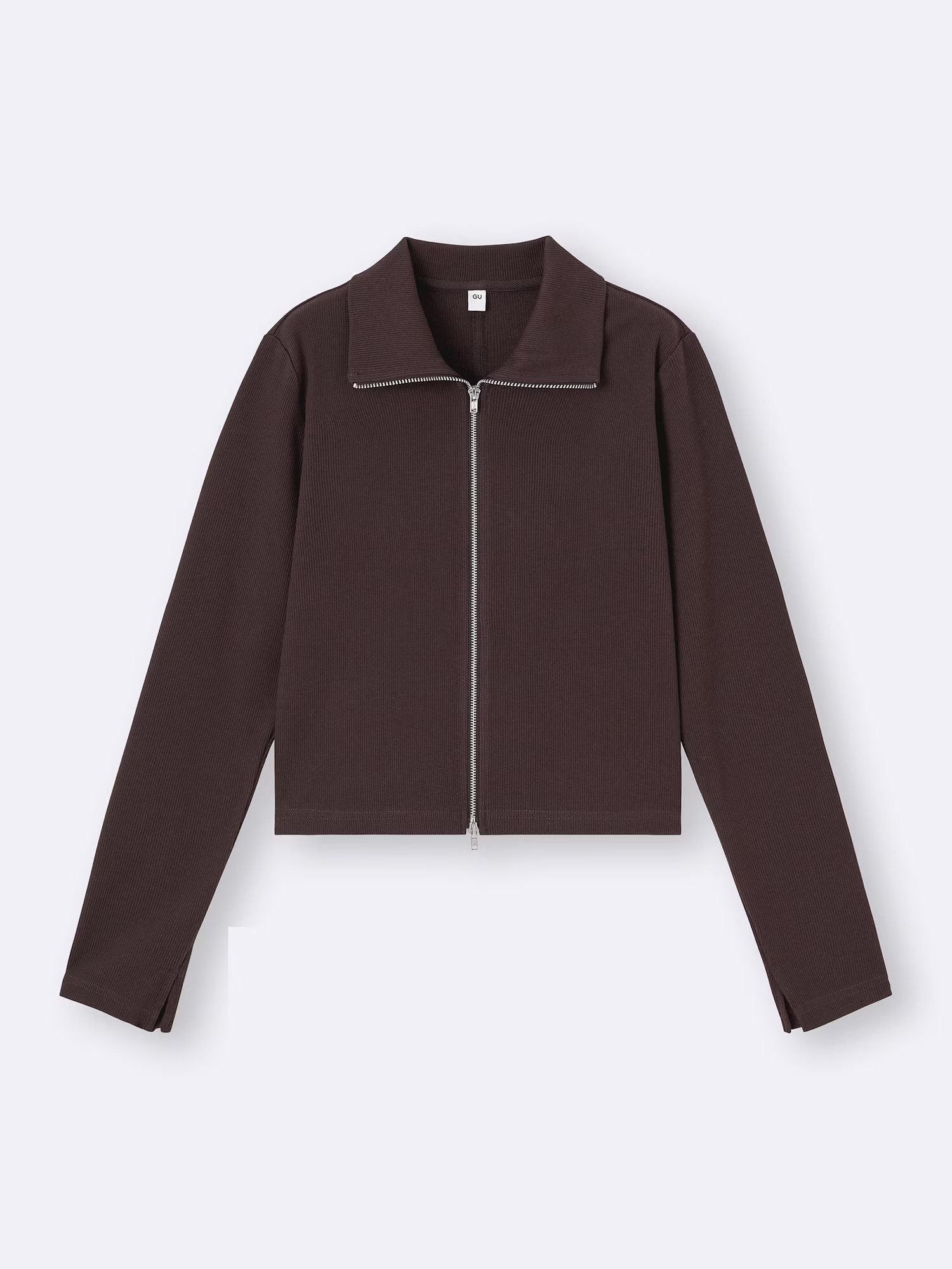 リブダブルジップカーディガン DARK BROWN ￥2,490