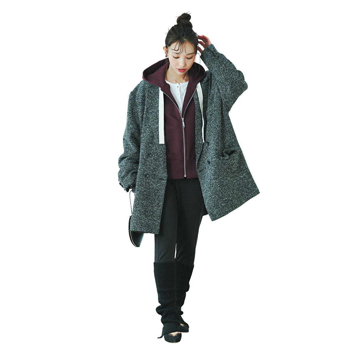 ボンディングパーカとジャコットのコーデ