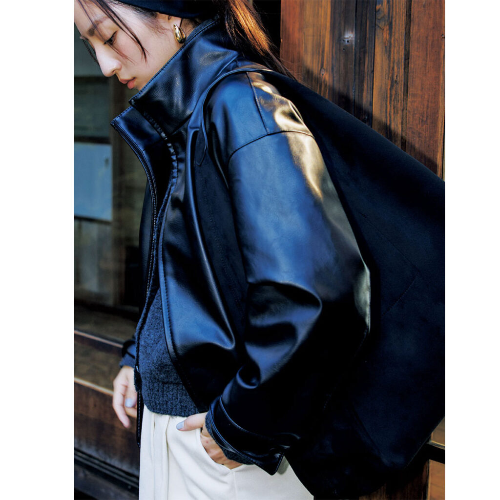 レザー風ブルゾン
