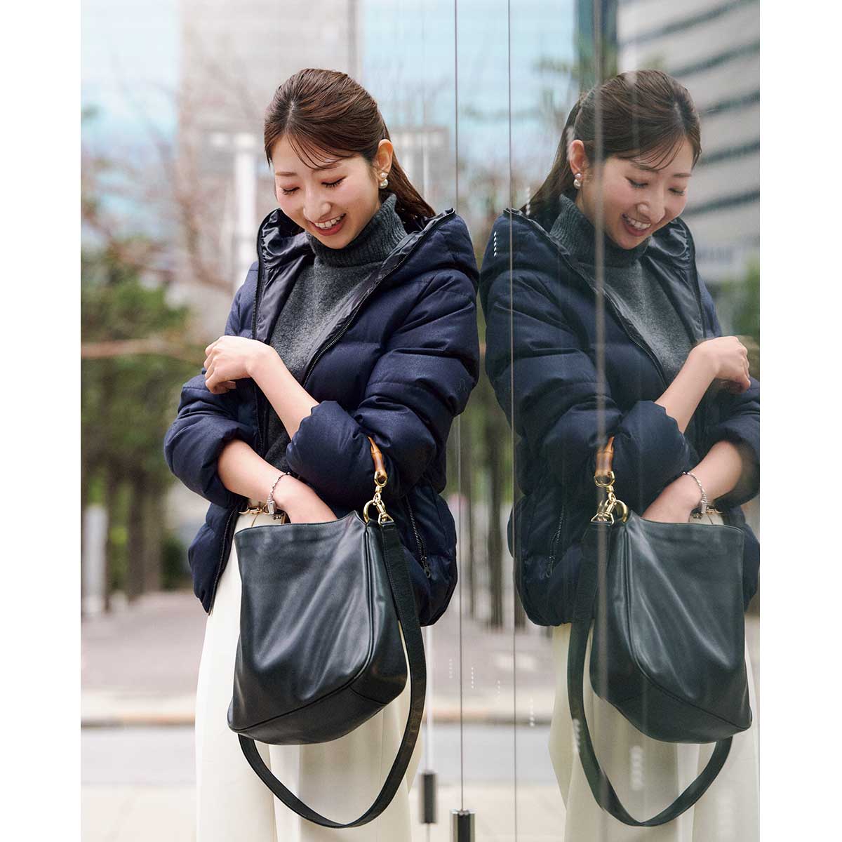 ショート丈ダウンのコーデ