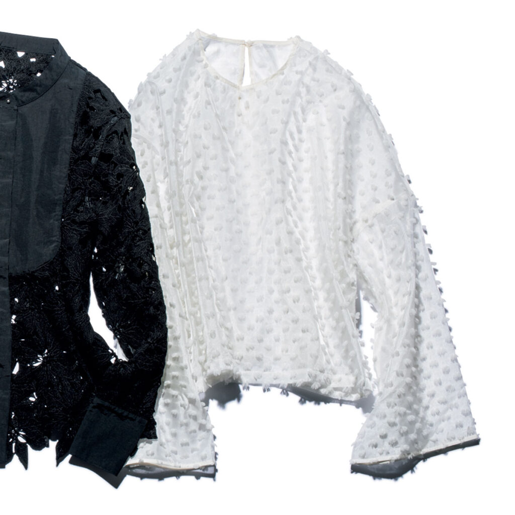 立体ドット刺繍のブラウス