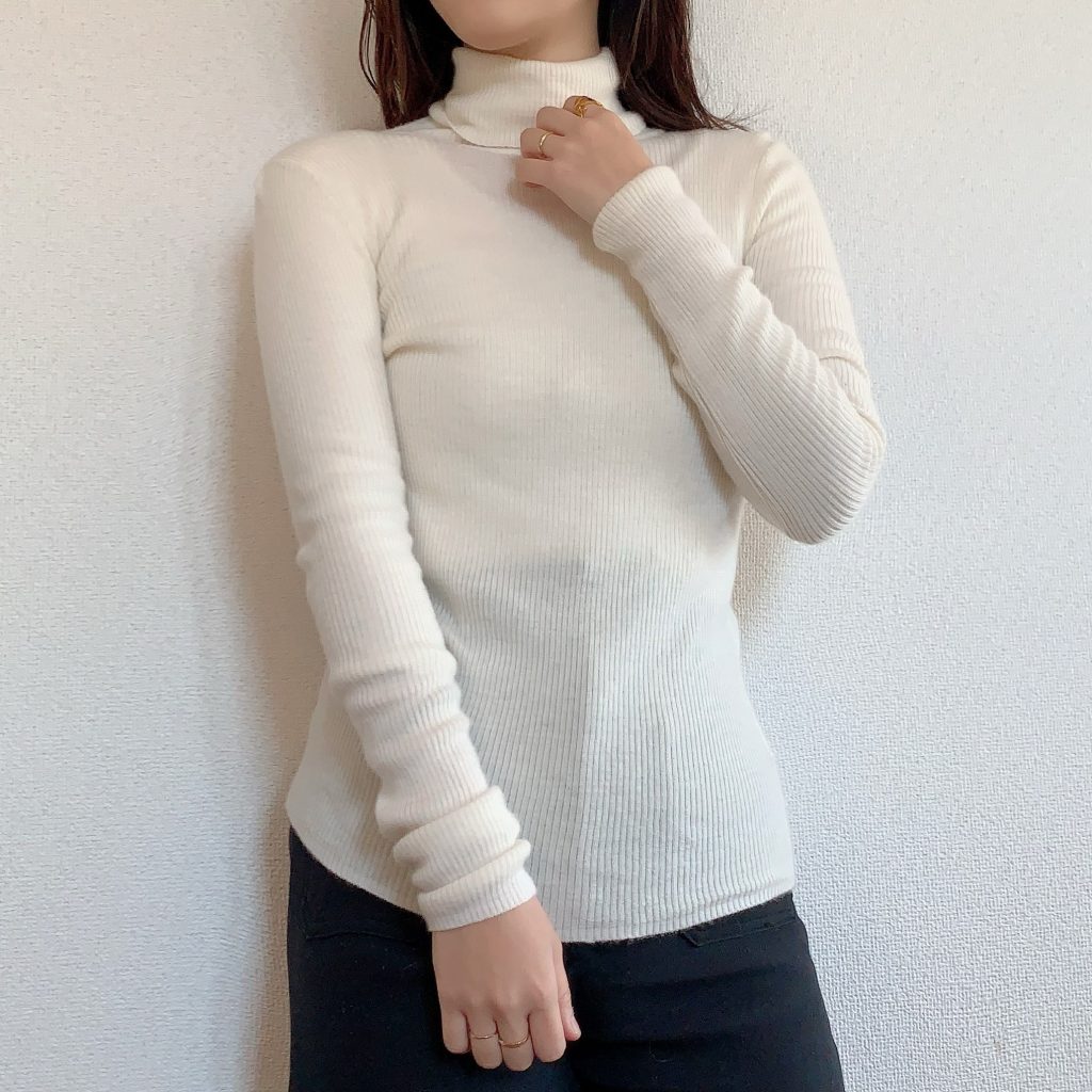 ユニクロ＋J リブタートルネックセーター完売品白　定価6589円