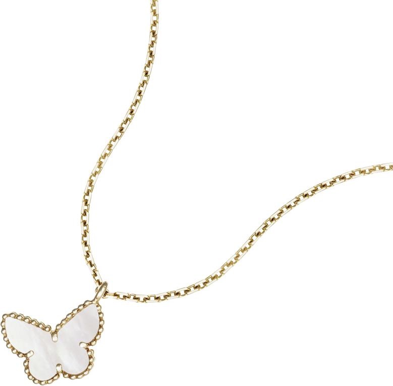 Sweet Alhambra butterfly pendant, yellow gold, white mother-of-pearl.