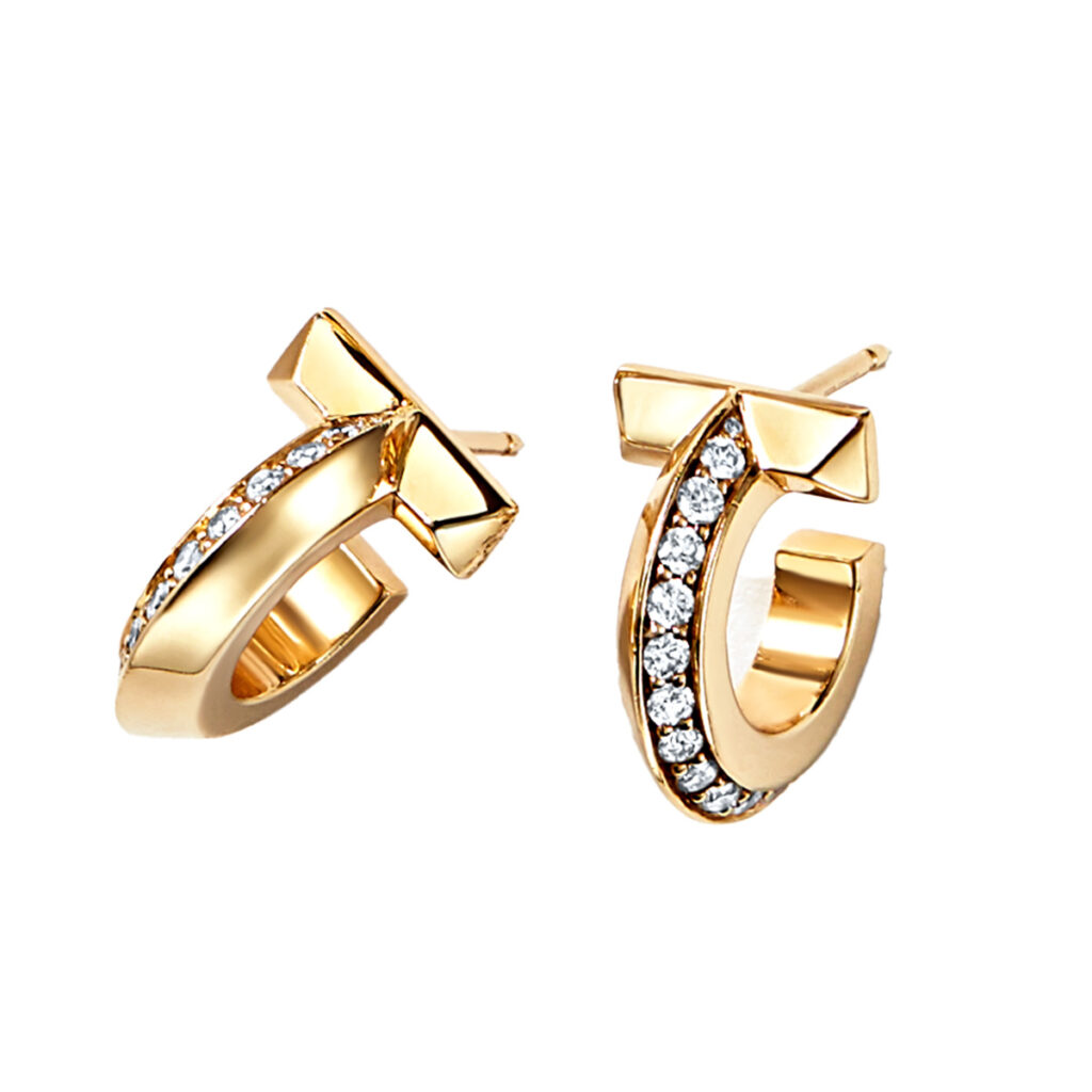 ピアス「ティファニー T ワン」フープ ピアス〈YG×D〉