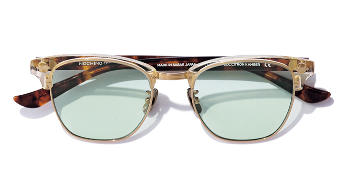 NOCHINO OPTICALのグリーンフレームのサングラス
