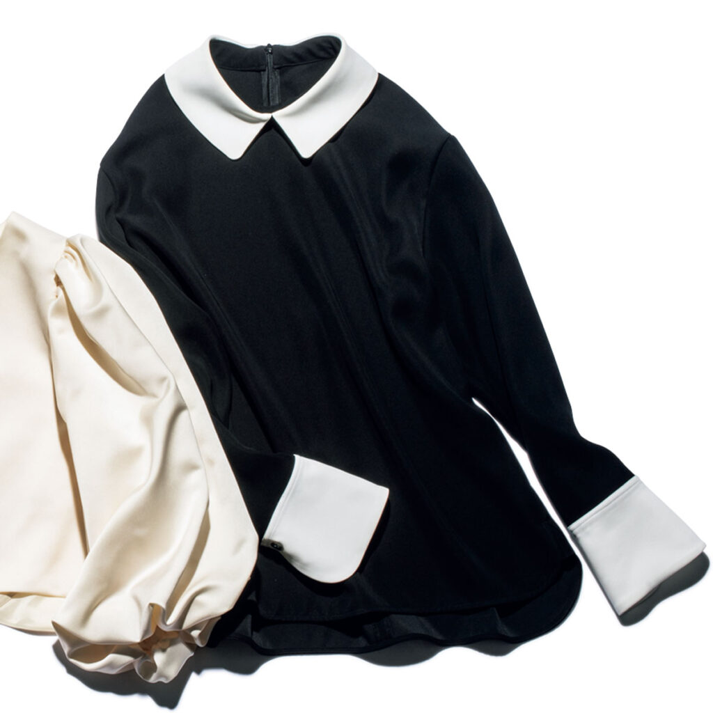 角衿モノトーンブラウス