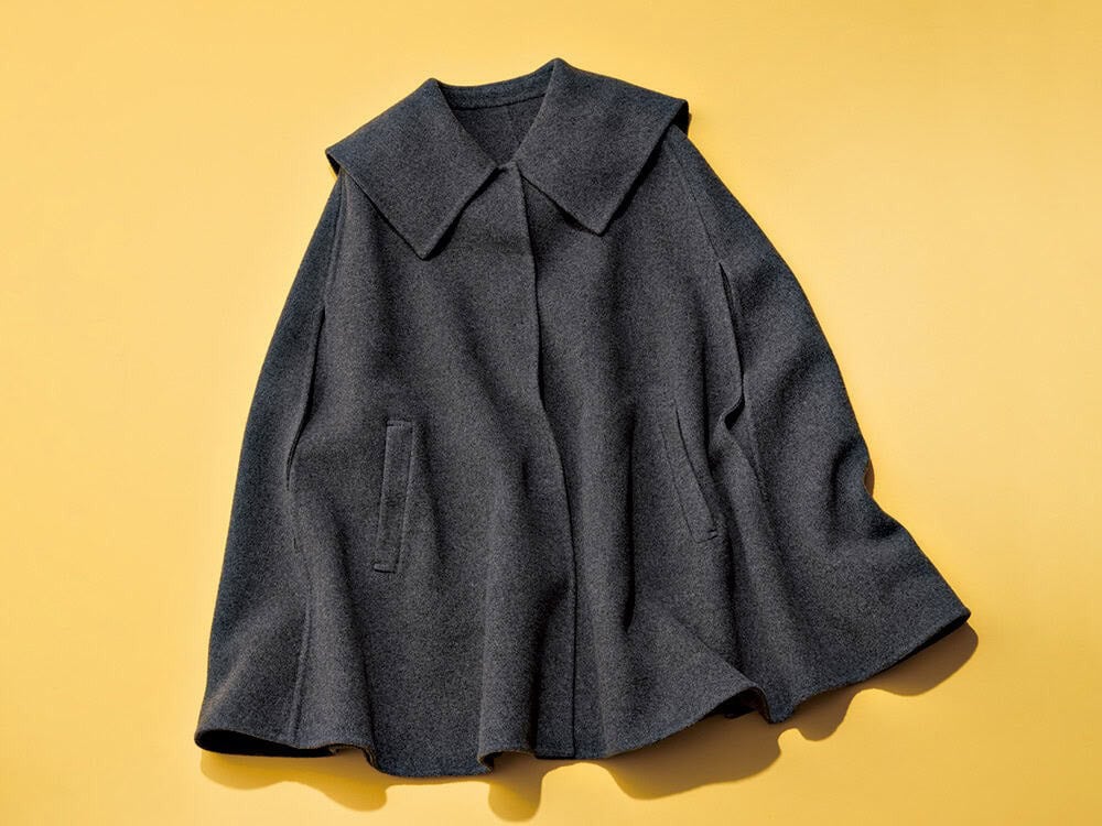 ハッシュニュアンス セーラーカラーダブルフェイスケープコート