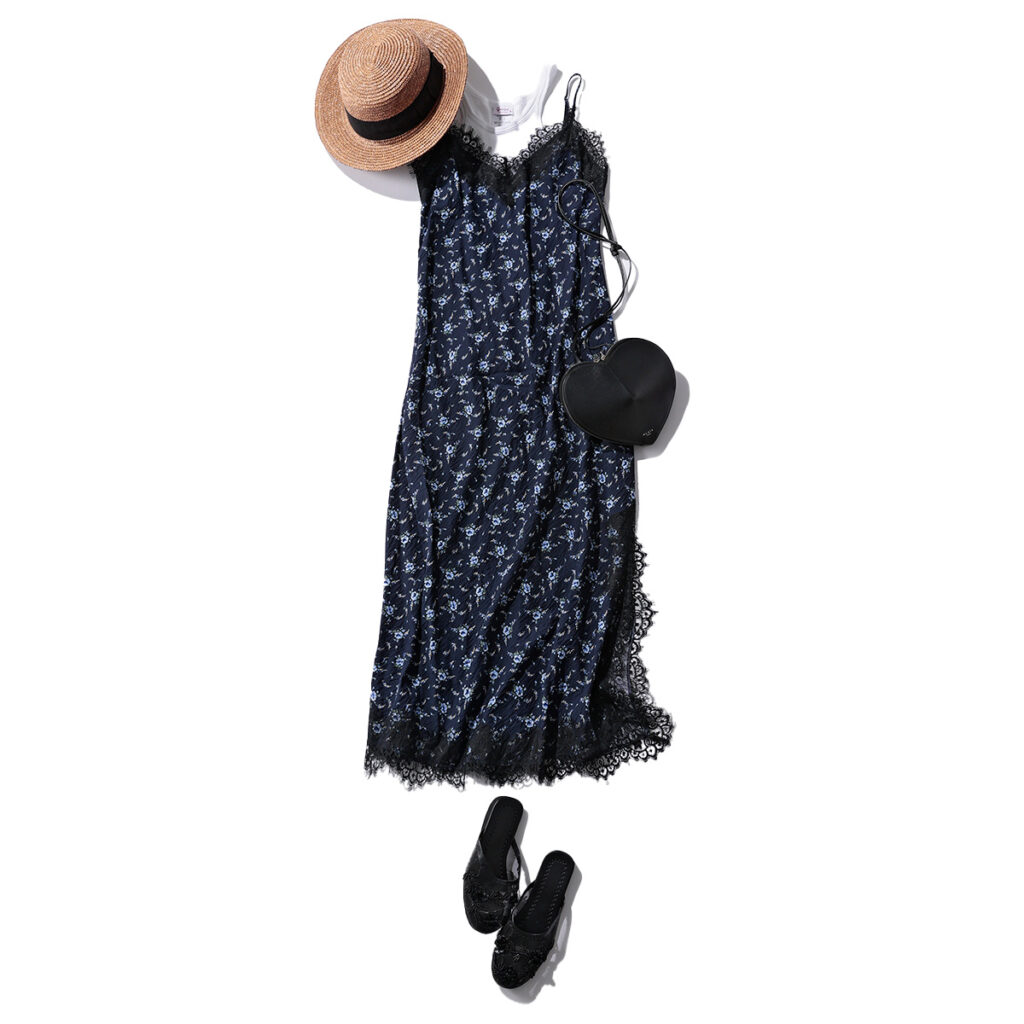 花柄ワンピのコーデ